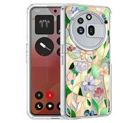 Unov Case Compatible with Nothing Phone 3a Pro 5G Clear with Flowers Glass Stained Floral Design Soft TPU Shock Absorption Slim Embossed Pattern Protective Back Cover