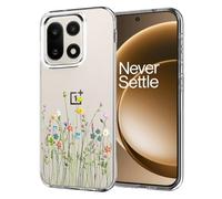 Unov Case Compatible with OnePlus 15 5G Clear with Floral Bouquet Flowers Design Soft TPU Shock Absorption Slim Embossed Pattern Protective Back Cover