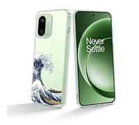 Unov Case Compatible with OnePlus 15R 5G Case Clear with Art Great Wave Design Soft TPU Shock Absorption Slim Embossed Pattern Protective Back Cover