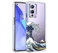 Unov Case Compatible with OnePlus 9 5G Clear with Design Soft TPU Shock Absorption Slim Embossed Pattern Protective Back Cover OnePlus 9 5G Case 6.5 inch (Great Wave)