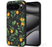 Unov Case Compatible with Pixel 10/10 Pro (2025) 5G Case with Floral Citrus Flowers Orange Design Soft TPU Shock Absorption Slim Embossed Pattern Protective Back Cover