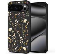 Unov Case Compatible with Pixel 10/10 Pro (2025) 5G Case with Floral Golden Flowers Garden Design Soft TPU Shock Absorption Slim Embossed Pattern Protective Back Cover