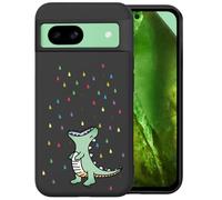 Unov Case Compatible with Pixel 8A 5G Case with Design Soft TPU Shock Absorption Slim Embossed Pattern Protective (Rainbow Dinosaur)