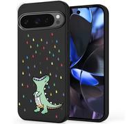 Unov Case Compatible with Pixel 9 Pixel 9 Pro (2024) 5G Case with Design Soft TPU Shock Absorption Slim Embossed Pattern Protective (Rainbow Dinosaur)