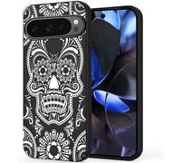 Unov Case Compatible with Pixel 9 Pixel 9 Pro (2024) 5G Case with Design Soft TPU Shock Absorption Slim Embossed Pattern Protective (SKULL)