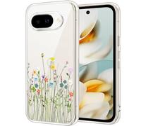 Unov Case Compatible with Pixel 9a 5G Case Clear with Floral Bouquet Floral Girly Design Soft TPU Shock Absorption Slim Embossed Pattern Protective Back Cover