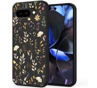 Unov Case Compatible with Pixel 9A 5G with Floral Golden Flower Girly Embossed Pattern Design Slim Protective Soft TPU Bumper Back Cover