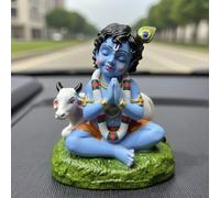 UNOVATE Krishna Idol for Car Dashboard | Lord Krishna Murti |Krishna Statue Idol for Car, Office Desk, Pooja, Temple, Decoration,Festivals (Blue Colour)