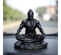 UNOVATE Lord Hanuman Idol for Car Dashboard, Home, Office Desk - Hanuman Murti for Peace, Positivity, Good Luck, Success, and Prosperity - Black Matte Finish
