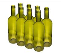 Unowall Set of 12x 750ml Glass Wine Bottles - Bordeaux Style - Olive Green Glass