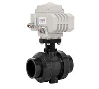 Unox Ø75 (2 1/2") - 24V DC Electric Actuated U-PVC Ball Valve, Motorized Water Valve Actuator - Ideal for HVAC Systems, Agricultural Irrigation and Water Treatment Plants, PN16