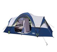 UNP 10 Person Family Camping Tent, Large 2 Room Tent with Divider, 549 x 274 x 198 cm, 5 Mesh Windows, Standing Height, Extended Awning, Carry Bag, for Camping and Festivals(Dark Blue)