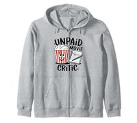 Unpaid Movie Critic Funny Popcorn Cinema Enthusiast Humor Zip Hoodie