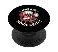 Unpaid Movie Critic Funny Popcorn Cinema Film Buff Retro Art PopSockets Adhesive PopGrip