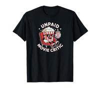 Unpaid Movie Critic Funny Popcorn Cinema Film Buff Retro Art T-Shirt