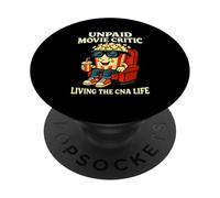 Unpaid Movie Critic Living The CNA Life Funny Popcorn Art PopSockets Adhesive PopGrip