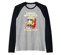 Unpaid Movie Critic Living The CNA Life Funny Popcorn Art Raglan Baseball Tee