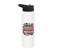Unpaid Peaceful Protester Peace Equality 90s Art Style Stainless Steel Insulated Water Bottle