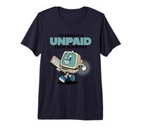Unpaid Retro Computer Running Cartoon Design Premium T-Shirt