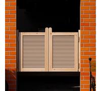 Unpainted Cafe Saloon Doors Swinging Doors, Western Style Interior Wooden Louvered Half Swing Partition Door for Hallway Doorway Bar Kitchen Porch Stairs Entrance Counter Shop(C,W 45.3xH 35.4 in)