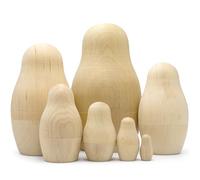 Unpainted Nesting Dolls - DIY 7 Blank Matryoshka Dolls - Handmade Wooden Dolls for Painting & Crafts - Make Your Own Russian Doll Set