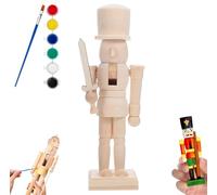 Unpainted Nutcracker Soldier, DIY Blank Nutcracker Puppet, Unpainted Nutcrackers Soldier Statue for Christmas Decoration DIY Craft, Holiday Home Decor (A+Pigment)