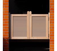 Unpainted Wood Bar Swinging Doors, Western Style Cowboy Door with Metal Hinges, Louvered Saloon Door for Emporium/Garden/Public Toilet/Balcony