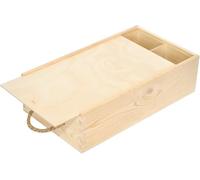 Unpainted Wooden Wine Box with Rope | 2 Bottles | 35x20x10cm | Natural Wood Wine Holder Wine Bottle Storage Box | Presentation Box
