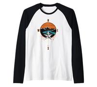 Unplug and Explore the Great Outdoors Hiking Wind Rose Raglan Baseball Tee