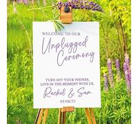 Unplugged Ceremony - Personalised Board/Mirror Sticker for Wedding Welcome Sign - Modern Minimalist DIY Vinyl Decal - No Phones Wedding