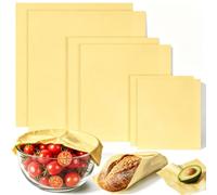 Unprinted Beeswax Wraps - Undyed, Unbleached, Reusable Food Wraps for Bread, Sandwich, Cheese & Bowls - Zero Waste Alternative to Plastic Wrap - Natural Cotton, 3 Sizes & XL (6-Piece Set (2S,2M,2L))