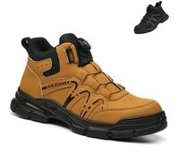 UnPtios Steel Toe Keep Warm Safety Work Boots for Men Women Lightweight Winter Anti-Puncture Breathable, Comfort Fit with Slip-Resistant Sole Protective Toe Cap Shoes 5.5UK, Yellow