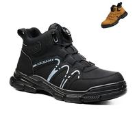 UnPtios Steel Toe Keep Warm Safety Work Boots for Men Women Lightweight Winter Anti-Puncture Breathable, Comfort Fit with Slip-Resistant Sole Protective Toe Cap Shoes 5.5UK, Black