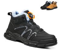 UnPtios Winter Safety Boots Thermal Work Boots for Men Women Steel Toe Caps Lightweight Keep Warm Safety Shoes Anti-Puncture Breathable Slip-Resistant Sole Protective 5.5UK, Black