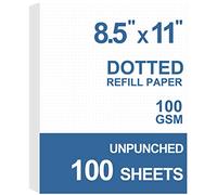 Unpunched Refills Paper, Letter Size Loose Leaf Paper for Ring Binder/Discbound Notebook Planner Inserts, 100 Sheets/200 Pages, White, Dot Grid, 8.5 X 11 Inch