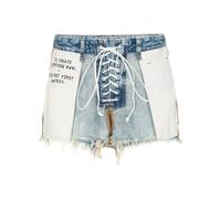 UNRAVEL PROJECT distressed reverse lace up denim shorts - Blue 27-28-29