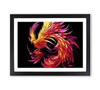 Unreal Phoenix Bird Abstract Framed Print | A3 Black Framed Wall Art | Ready to Hang | Abstract Fantasy Picture | Living Room Bedroom Lounge Office
