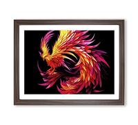 Unreal Phoenix Bird Abstract Framed Print | A3 Walnut Framed Wall Art | Ready to Hang | Abstract Fantasy Picture | Living Room Bedroom Lounge Office
