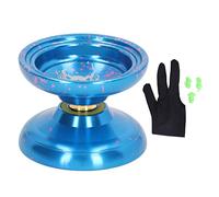 Unresponsive Aluminum Alloy Yoyo Ball, Advanced Performance Yoyo Toy with Concave Bearing, 3 Strings and Glove for Trick Training and Skill Development (Blue)