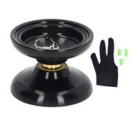 Unresponsive Aluminum Alloy Yoyo Ball, Advanced Performance Yoyo Toy with Concave Bearing, 3 Strings and Glove for Trick Training and Skill Development (Black)