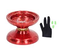 Unresponsive Aluminum Alloy Yoyo Ball, Advanced Yoyo Toy with 3 Strings and Glove, High Stability Metal Yoyo for Trick Training and Bind Return Practice (Red)