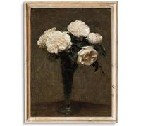 unrio Vintage Floral Wall Art Prints - Retro Moody Roses Canvas Art Decor Rustic Farmhouse Wall Decor - Antique Flower Botanical Painting Picture Aesthetic for Bedroom Bathroom Living Room Office (8