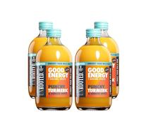 UNROOTED Punchy Turmeric Shots Multipack - Immune System and Natural Energy Booster - 4 x 420ml Dosing Bottles - Turmeric, Ginger, Orange, Carrot & Baobab