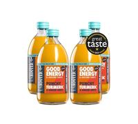 UNROOTED Punchy Turmeric Shots Multipack - Immune System and Natural Energy Booster - 4 x 500ml Dosing Bottles - Turmeric, Ginger, Orange, Carrot & Baobab