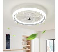 UNRRYI Low Profile Ceiling Fan With Light 50CM Ultra Thin Reversible 0%-100% Dimmable 4 Speeds Modern Fan With Remote for Bedroom, Living Room, Office
