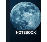 Unruled unlined notebook, blank plain notebook no lines, white paper, for writing, for work, 7x9, page numbering record, notes in school, university, ... home. For student.: moon in the night sky