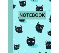 Unruled unlined notebook, blank plain notebook no lines, white paper, for writing, for work, 7x9, page numbering record, notes in school, university, ... office, home. For student.: cute black cats