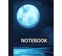 Unruled unlined notebook, blank plain notebook no lines, white paper, for writing, for work, 7x9, page numbering record, notes in school, university, ... home. For student.: moon in the night sky
