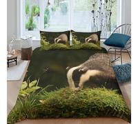UNRXJZLVM 3D Badger Forest Bedding Microfiber Duvet Set Teens Gift