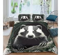 UNRXJZLVM 3D Badger Print Duvet Cover Microfiber Bedding Gift Set